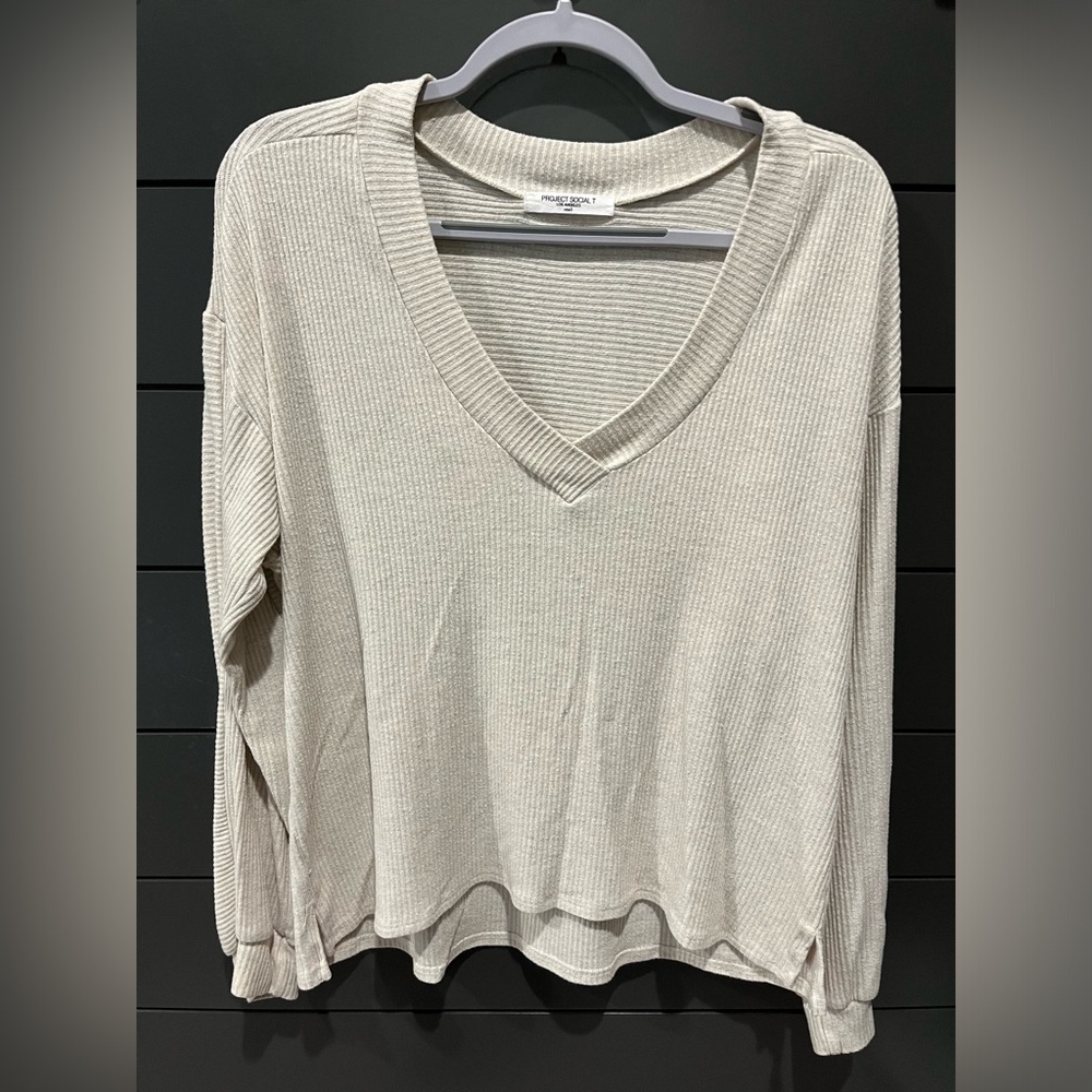 Project social t long sleeve v-neck ribbed long sleeve shirt